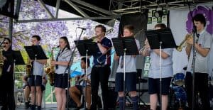 crowd gathered for jacaranda festival opening ceremony